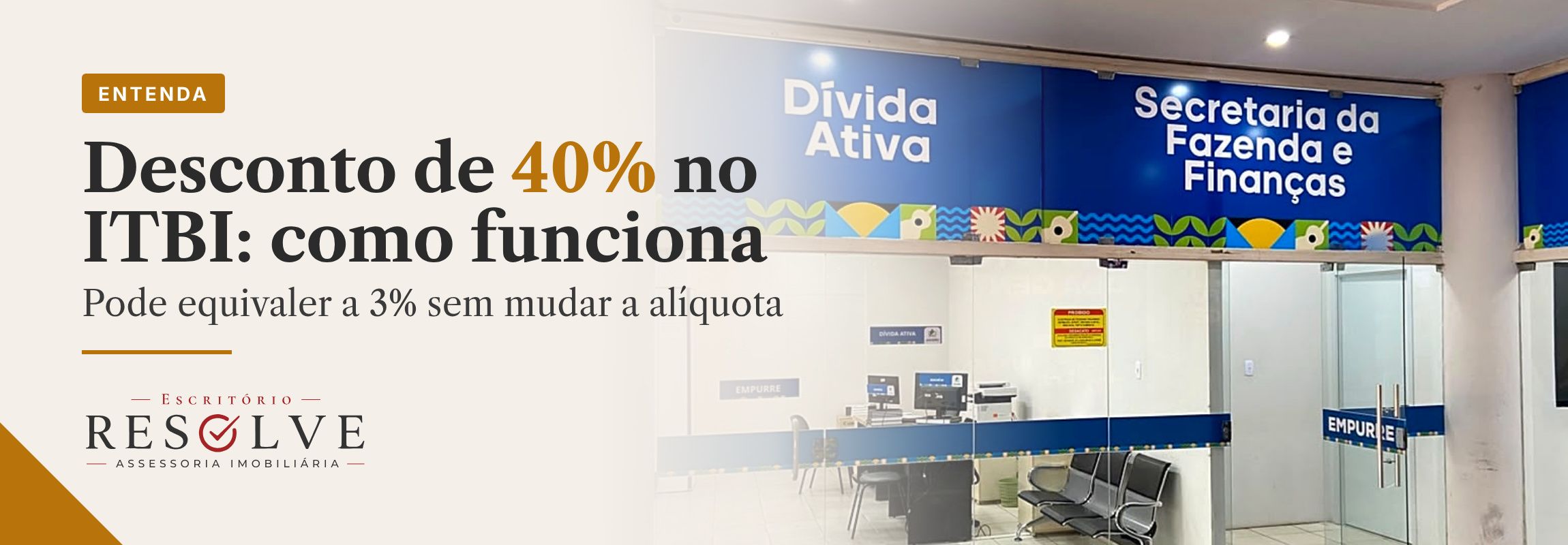 Arte sobre o desconto de 40% no ITBI de Juazeiro e o resultado econômico equivalente a 3%.