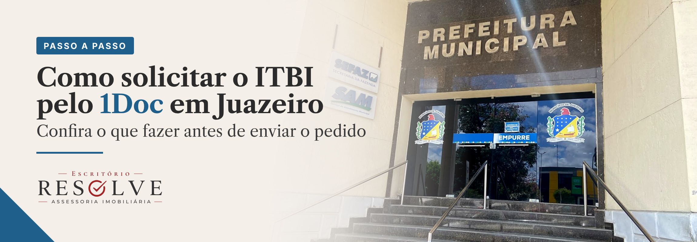 Arte sobre como solicitar o ITBI pelo 1Doc da Prefeitura de Juazeiro.